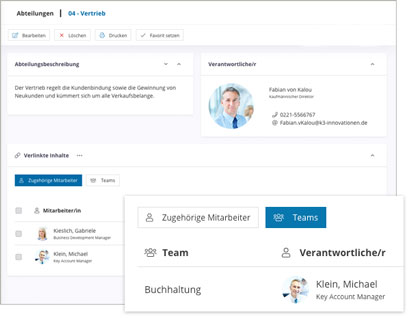 Intranet Social Software Modul Abteilung