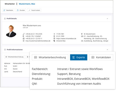 IntranetBOX Module Mitarbeiter